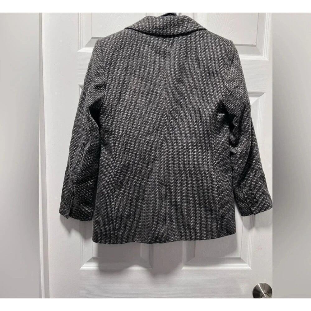 NWT Banana Republic size 4 Wyldee tweed blazer black & stone wool blend lined - Picture 6 of 8